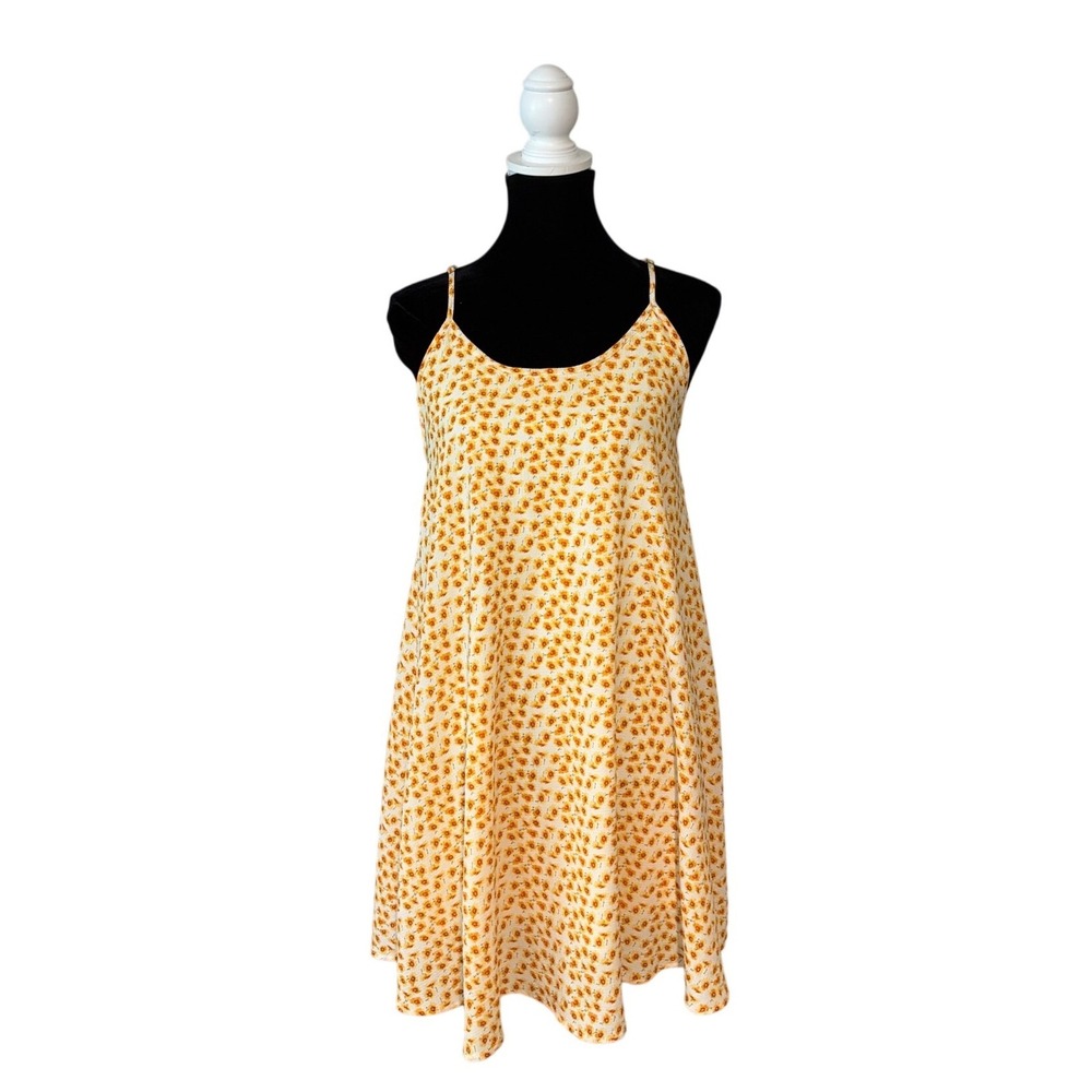 Altar'd State Yellow‎ Floral Daisy Mini Dress Small Sleeveless Babydoll Boho